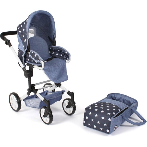 Bayer Chic 2000 Jara Passeggino 3 in 1 per Bambole con Maniglia Regolabile Navy