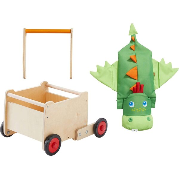 HABA Dragon Kinderwagen mit Lauflernhilfe für Kinder ab 10 Monaten, sicher und geräumig