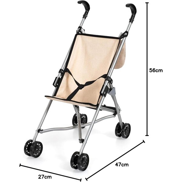 Bayer Design Klappbarer Puppenwagen mit Tasche und Gürtel, bis 46 cm