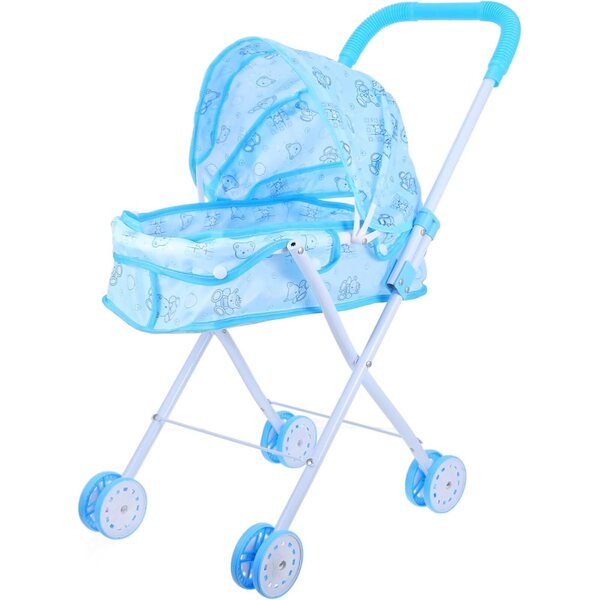 ERINGOGO Spielzeug-Kinderwagen für Puppen, hellblau und funktionell, 55 x 48 cm
