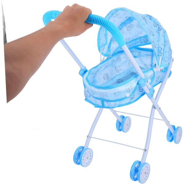 ERINGOGO Spielzeug-Kinderwagen für Puppen, hellblau und funktionell, 55 x 48 cm