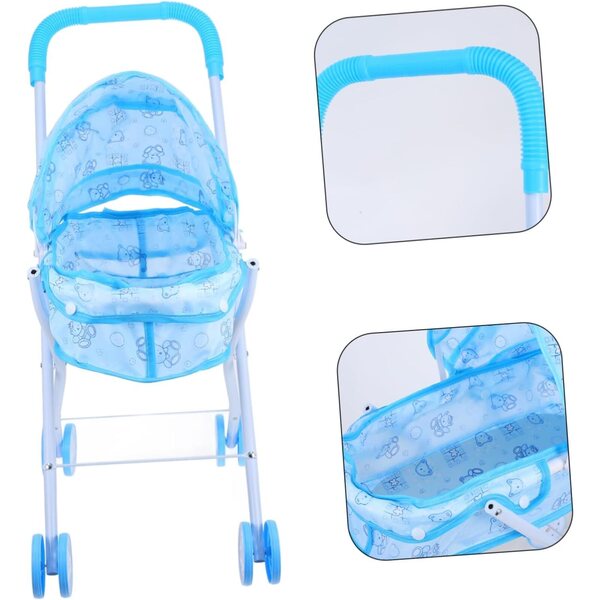 ERINGOGO Spielzeug-Kinderwagen für Puppen, hellblau und funktionell, 55 x 48 cm
