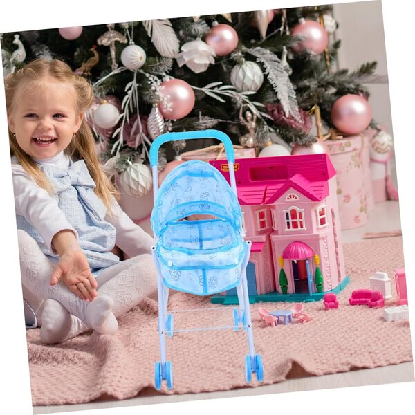 ERINGOGO Spielzeug-Kinderwagen für Puppen, hellblau und funktionell, 55 x 48 cm