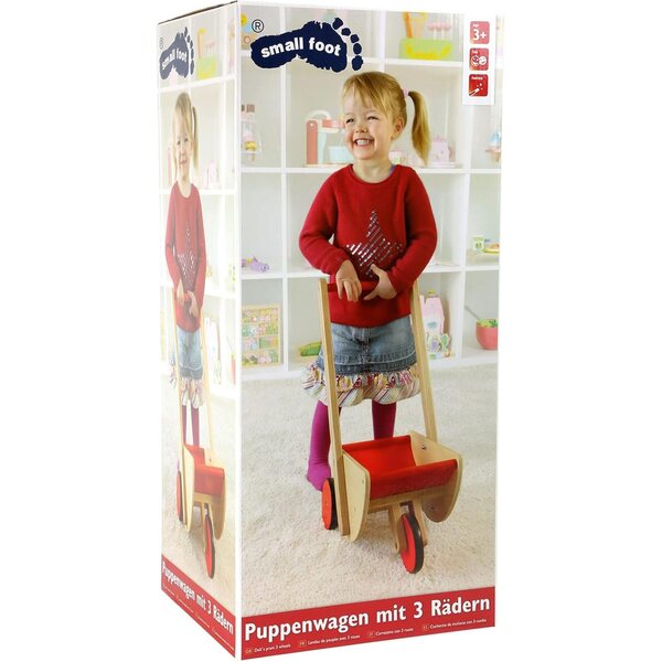 Small Foot Holzkinderwagen mit 3 leisen Rädern für Puppen und Spiele