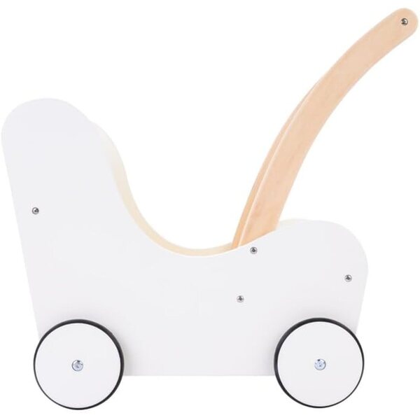 Engelhart Puppenwagen aus Holz 50x28x46 cm - Rosa und Weiß, +3 Jahre
