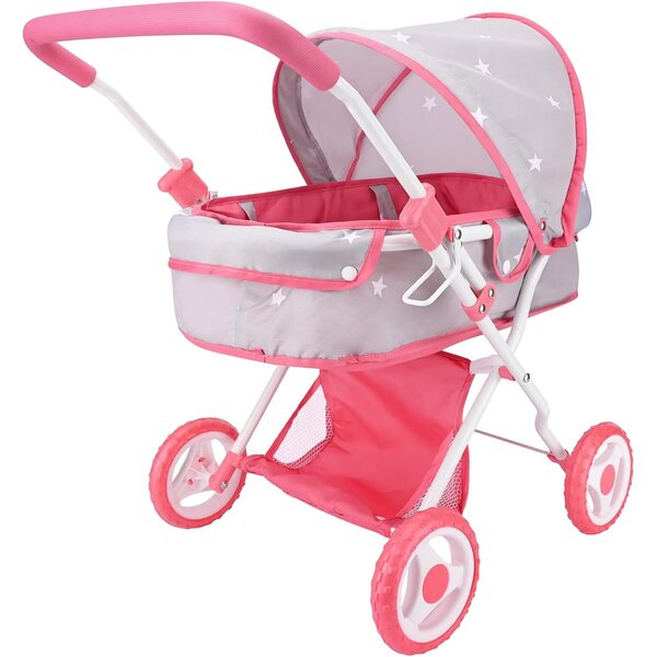 Bebamour 2-in-1-Kinderwagen-Set mit abnehmbarer Wiege und Spielzeug für Kinder, Grau