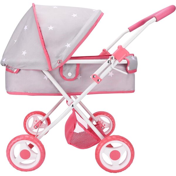Bebamour 2-in-1-Kinderwagen-Set mit abnehmbarer Wiege und Spielzeug für Kinder, Grau