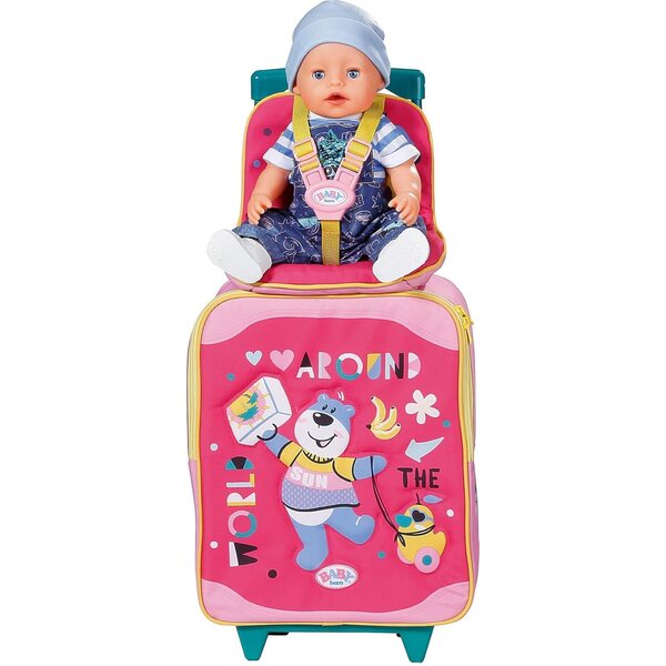 Baby Born Trolley mit Puppensitz, rosa Reisekoffer für Kinder ab 3 Jahren