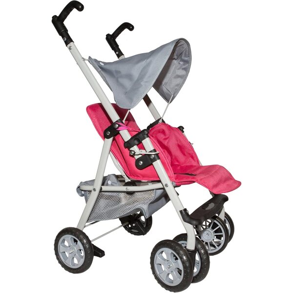 Passeggino Giocattolo Realistico con Capottina, Cestino e Blocco Ruote per Bambini
