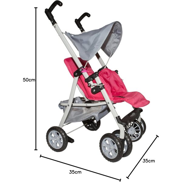 Realistischer Spielzeug-Kinderwagen mit Verdeck, Korb und Radblock für Kinder