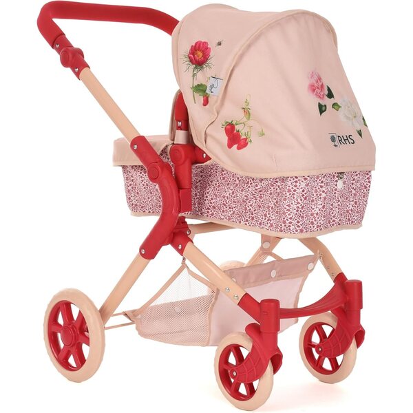 Rome RHS Flora – Puppenwagen mit verstellbarem Griff aus ökologischem Stoff, 55–78 cm