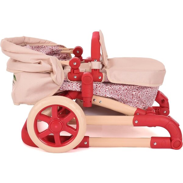 Rome RHS Flora – Puppenwagen mit verstellbarem Griff aus ökologischem Stoff, 55–78 cm
