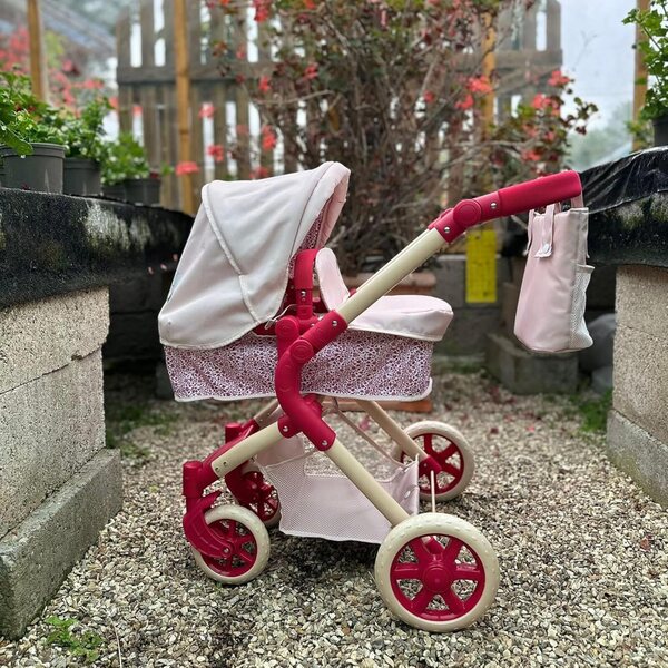 Rome RHS Flora – Puppenwagen mit verstellbarem Griff aus ökologischem Stoff, 55–78 cm