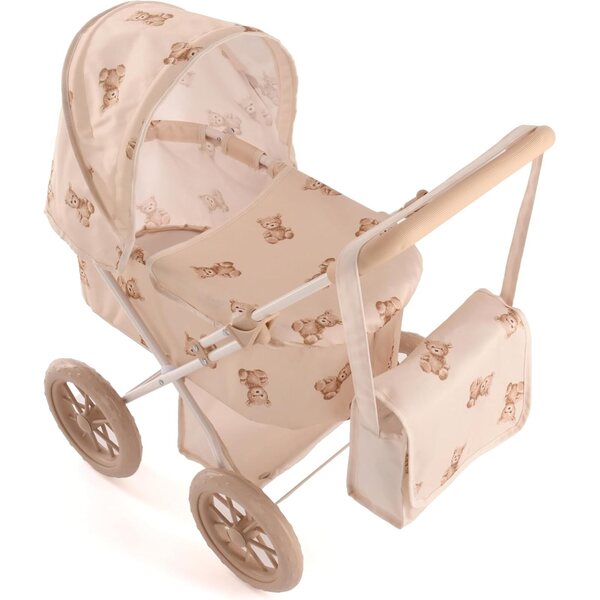 Roma Teddy My First Dolls – Puppenwagen mit Teddybär-Aufdruck und passender Tasche