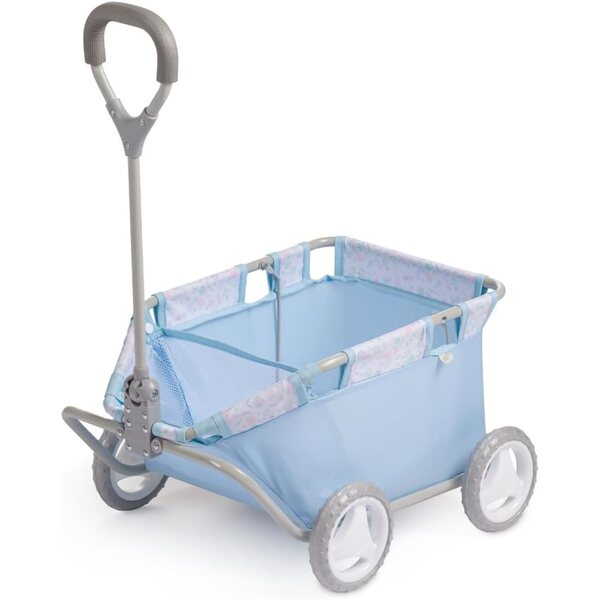 JC Toys Aufbewahrungskorb mit Rollen, gepolsterter Tasche und verstellbarem Griff, Blumenblau