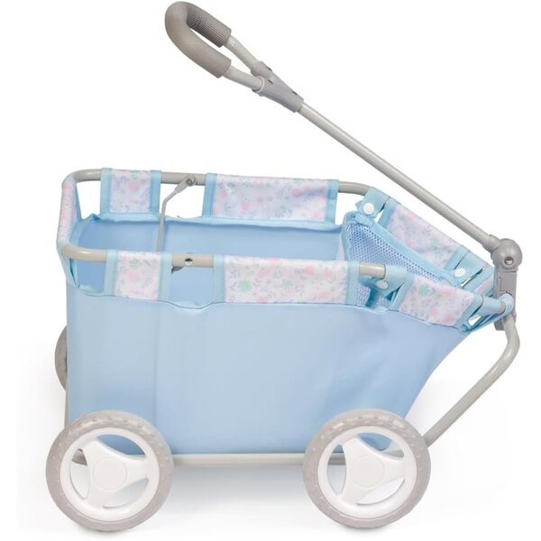 JC Toys Aufbewahrungskorb mit Rollen, gepolsterter Tasche und verstellbarem Griff, Blumenblau