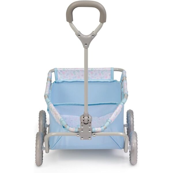 JC Toys Aufbewahrungskorb mit Rollen, gepolsterter Tasche und verstellbarem Griff, Blumenblau