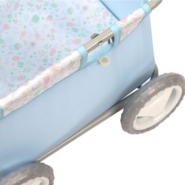 JC Toys Aufbewahrungskorb mit Rollen, gepolsterter Tasche und verstellbarem Griff, Blumenblau