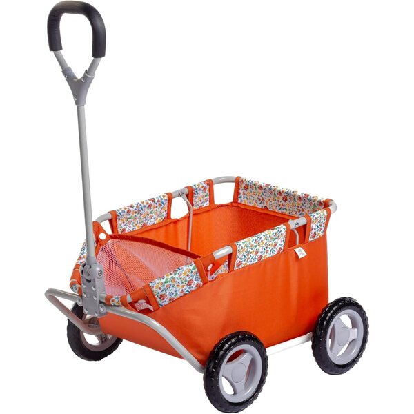 Cesto portaoggetti JC Toys con ruote, manico regolabile e fodera imbottita, design floreale