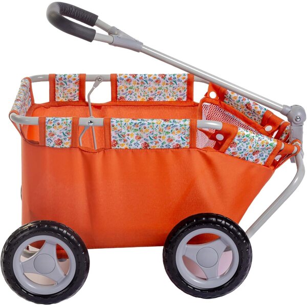 Cesto portaoggetti JC Toys con ruote, manico regolabile e fodera imbottita, design floreale