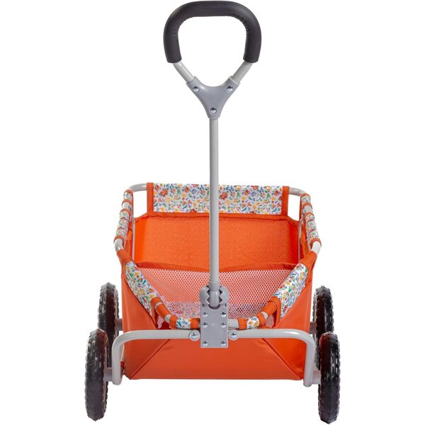 Cesto portaoggetti JC Toys con ruote, manico regolabile e fodera imbottita, design floreale