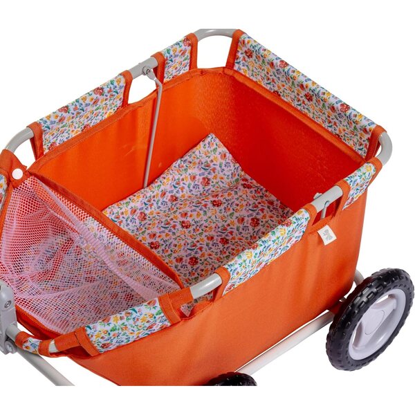 Cesto portaoggetti JC Toys con ruote, manico regolabile e fodera imbottita, design floreale