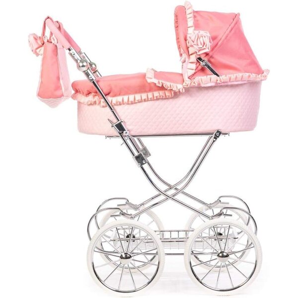 Carrozzina per bambole Roma Annie Amy Childs rosa con manico regolabile 3-16 anni