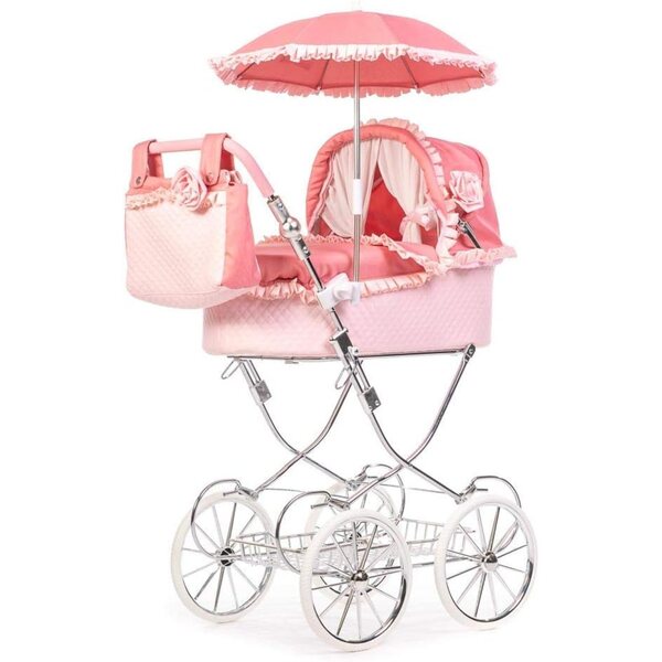 Carrozzina per bambole Roma Annie Amy Childs rosa con manico regolabile 3-16 anni