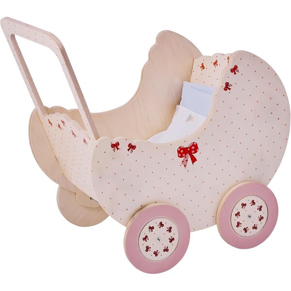 Holzwagen für Puppen bis 50 cm – Lernkinderwagen für Kinder von 2–4 Jahren