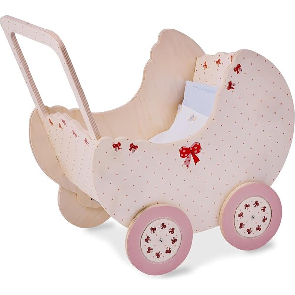 Holzwagen für Puppen bis 50 cm – Lernkinderwagen für Kinder von 2–4 Jahren