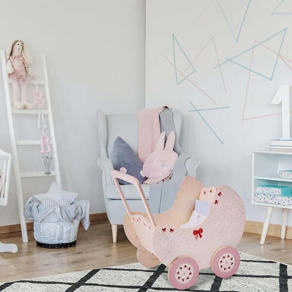 Holzwagen für Puppen bis 50 cm – Lernkinderwagen für Kinder von 2–4 Jahren