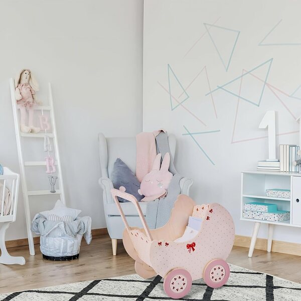 Holzwagen für Puppen bis 50 cm – Lernkinderwagen für Kinder von 2–4 Jahren