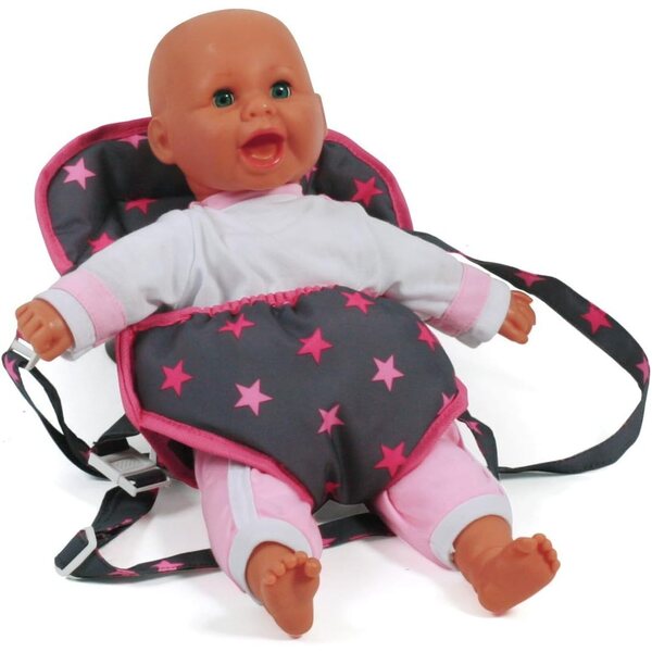 Bayer Chic 2000 Marsupio Tracolla per Bambole Stelline Rosa, Design Morbido e Regolabile
