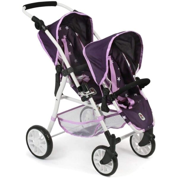 Tandembuggy Twinny – Zwillingskinderwagen für Puppen mit verstellbaren Sitzen und drehbaren Rädern