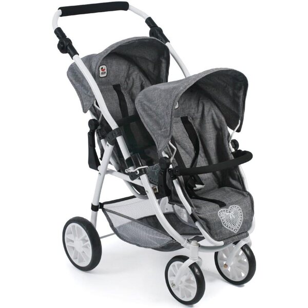 Chic 2000 Bayer Zwillingskinderwagen, doppelt verstellbarer Sitz für Puppen bis 50 cm