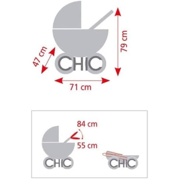 Chic 2000 Bayer Zwillingskinderwagen, doppelt verstellbarer Sitz für Puppen bis 50 cm