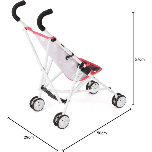 Bayer Chic 2000 Klappbarer Schmetterlingskoralle Rom Puppenwagen 57 cm