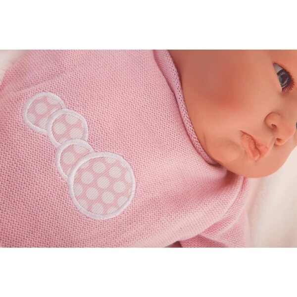 AJR Antonio Giovanni Berta Puppe mit rosa Decke, 52 cm – interaktiv und weich