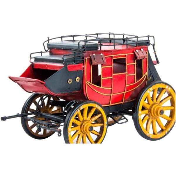 Carrozza modellino in latta fedele riproduzione vintage - verde o rossa 26x15x17 cm