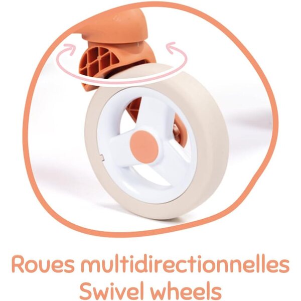 Smoby Baby Nurse Pop Kinderwagen für Puppen bis 42 cm mit multidirektionalen Rädern