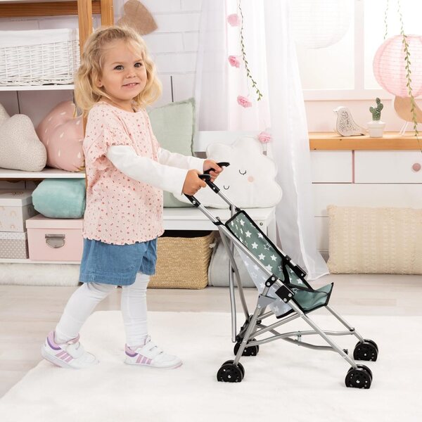 Zusammenklappbarer Puppenwagen von Bayer Design mit Sicherheitsgurt und Doppelrädern