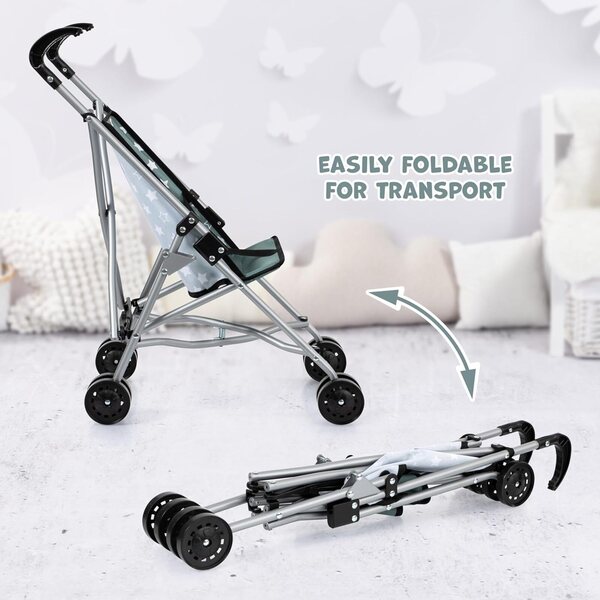 Zusammenklappbarer Puppenwagen von Bayer Design mit Sicherheitsgurt und Doppelrädern