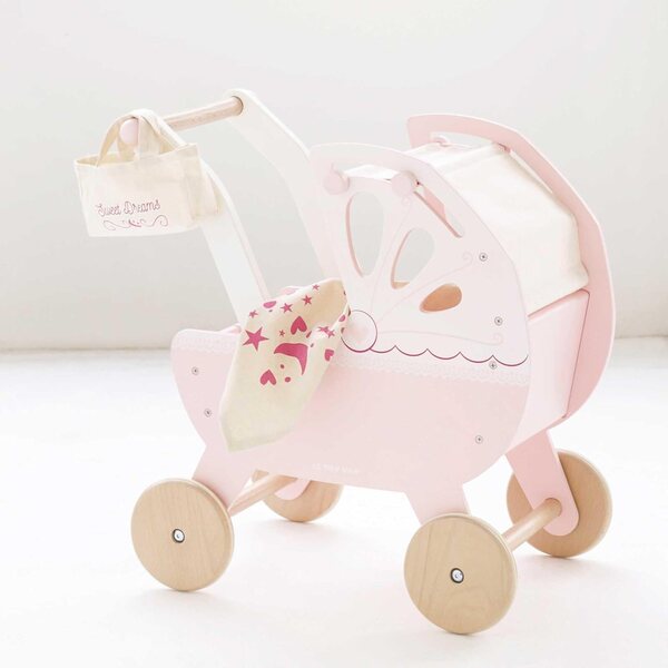 Le Toy Van Spielzeugkinderwagen aus FSC-Holz mit Tasche und Baumwolldecke, 54 cm, Montessori
