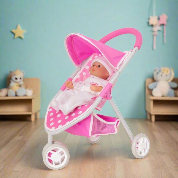 Dolly Tots Jogger Puppenwagen, faltbar, für Puppen bis 45 cm, 3+