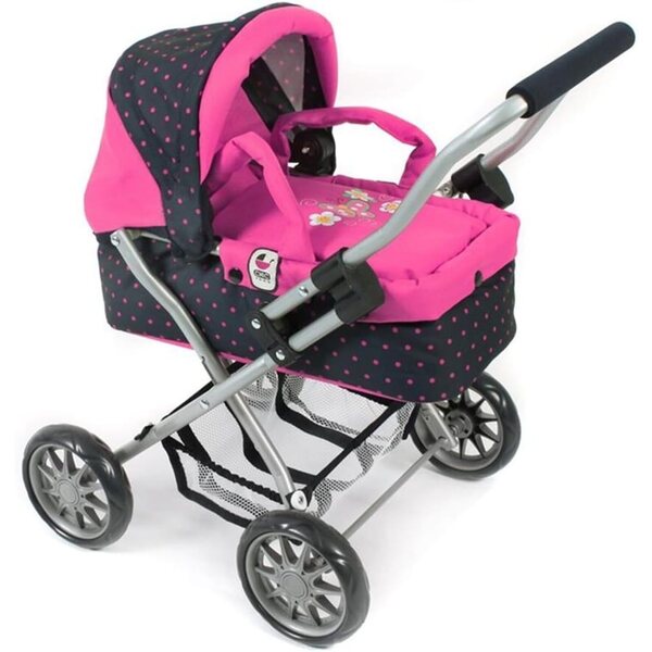 Bayer Chic 2000 Smarty Puppenwagen, rosa und blau gepunktet, mit abnehmbarer Tasche