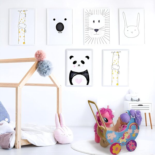 Carrozzina in Legno per Bambole Unicorno, Passeggino fino a 35 cm, Giocattolo Educativo