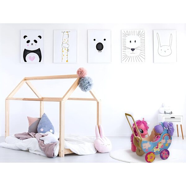 Carrozzina in Legno per Bambole Unicorno, Passeggino fino a 35 cm, Giocattolo Educativo