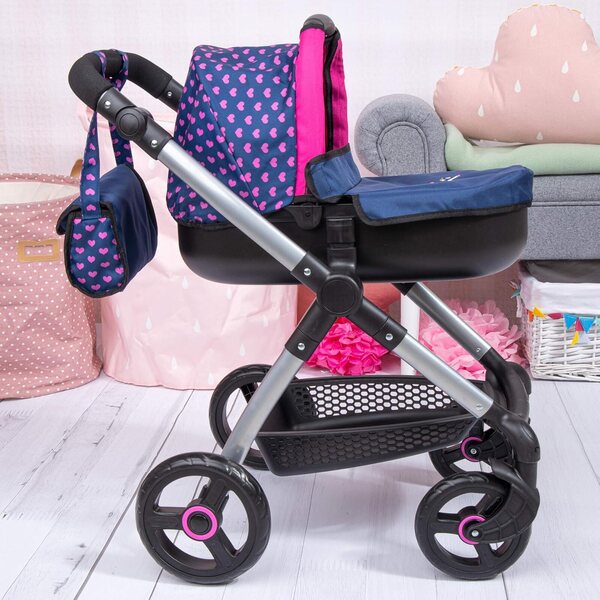 Carrozzina regolabile per bambole fino a 46 cm con borsa e ruote girevoli Bayer Design