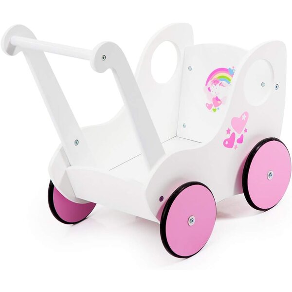 Bayer Design Einhorn Puppenwagen aus Holz, Gummiräder, bis 46 cm
