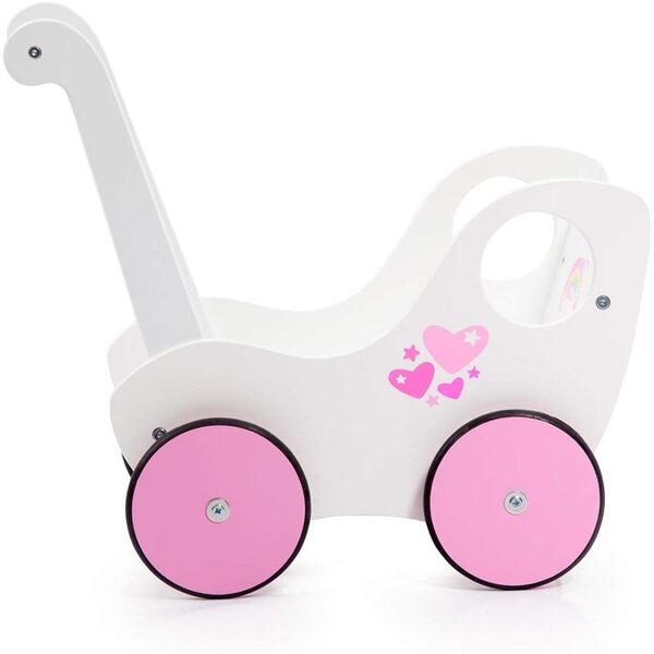 Bayer Design Einhorn Puppenwagen aus Holz, Gummiräder, bis 46 cm